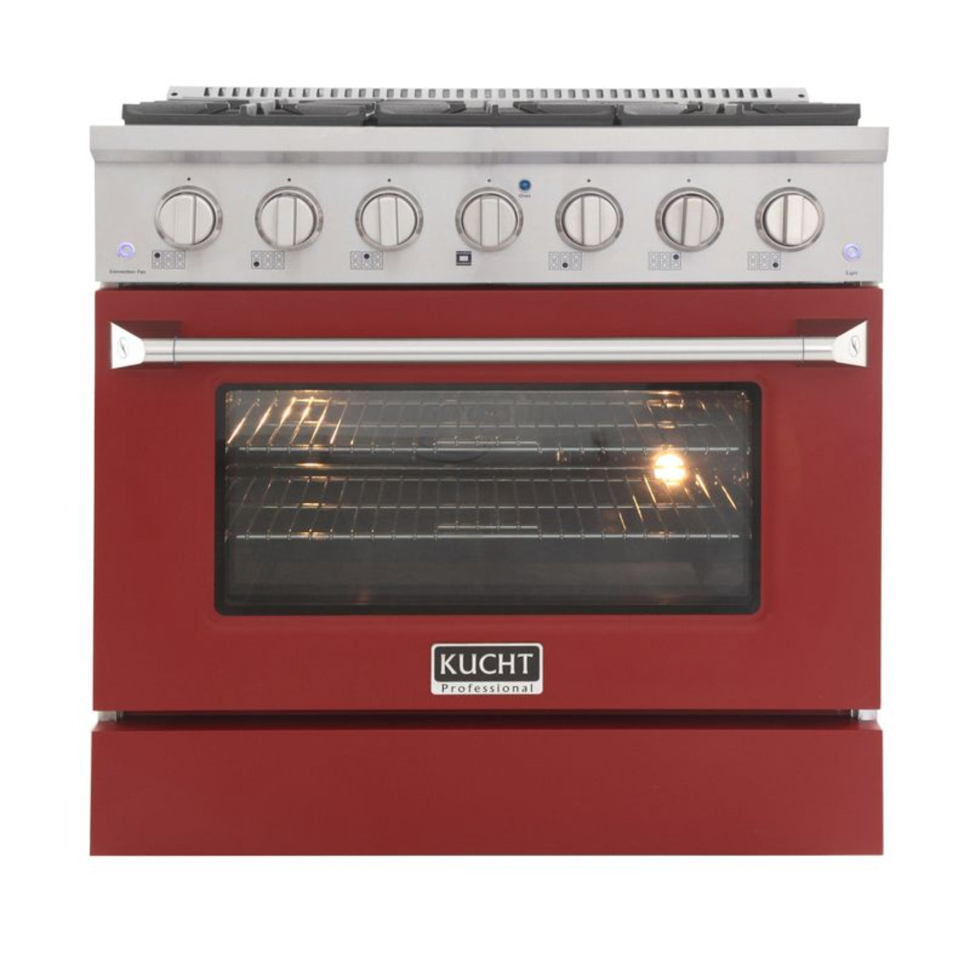 GREE Kucht 36 Inch Professional KNG Series Liquid Propane Gas Stainless Steel Range with Red Oven Door - KNG361/LP-R