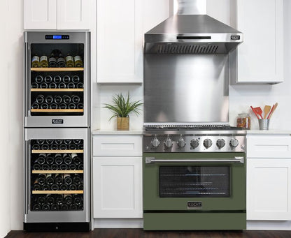 Kucht 36 Inch Professional KNG Series Natural Gas Stainless Steel Range with Olive Green Oven Door