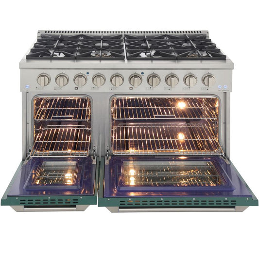 Kucht 48 Inch Pro-Style KDF Series Natural Gas Stainless Steel Dual Fuel Range with Green Oven Door