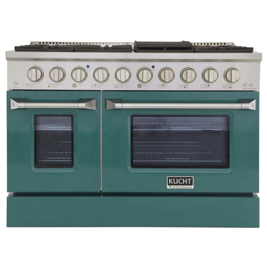 Kucht 48 Inch Pro-Style KDF Series Natural Gas Stainless Steel Dual Fuel Range with Green Oven Door