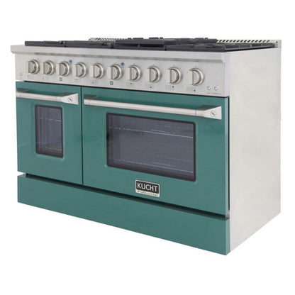 GREE  Kucht 48 Inch Professional KNG Series Natural Gas Stainless Steel Range with Green Oven Door - KNG481-G