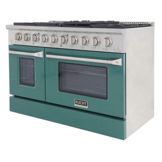 GREE  Kucht 48 Inch Professional KNG Series Natural Gas Stainless Steel Range with Green Oven Door - KNG481-G