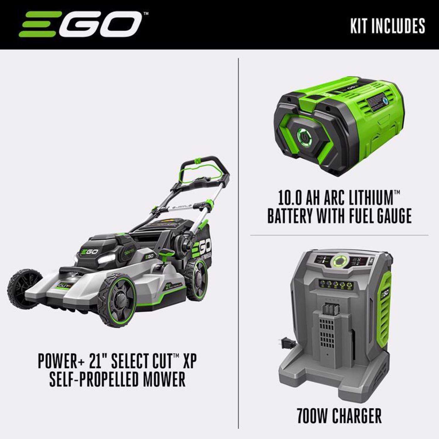 EGO Power+ 21" Select Cut Flagship Self Propelled Lawn Mower with 10.0AH Battery and 700W Charger - LM2156SP