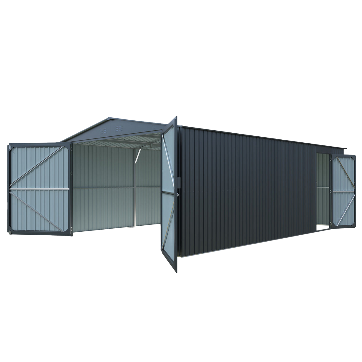 Chery Industrial [CLEARANCE] 13'x20' Plus Upgraded Metal Garage Shed - C_LONMSCGK2013A