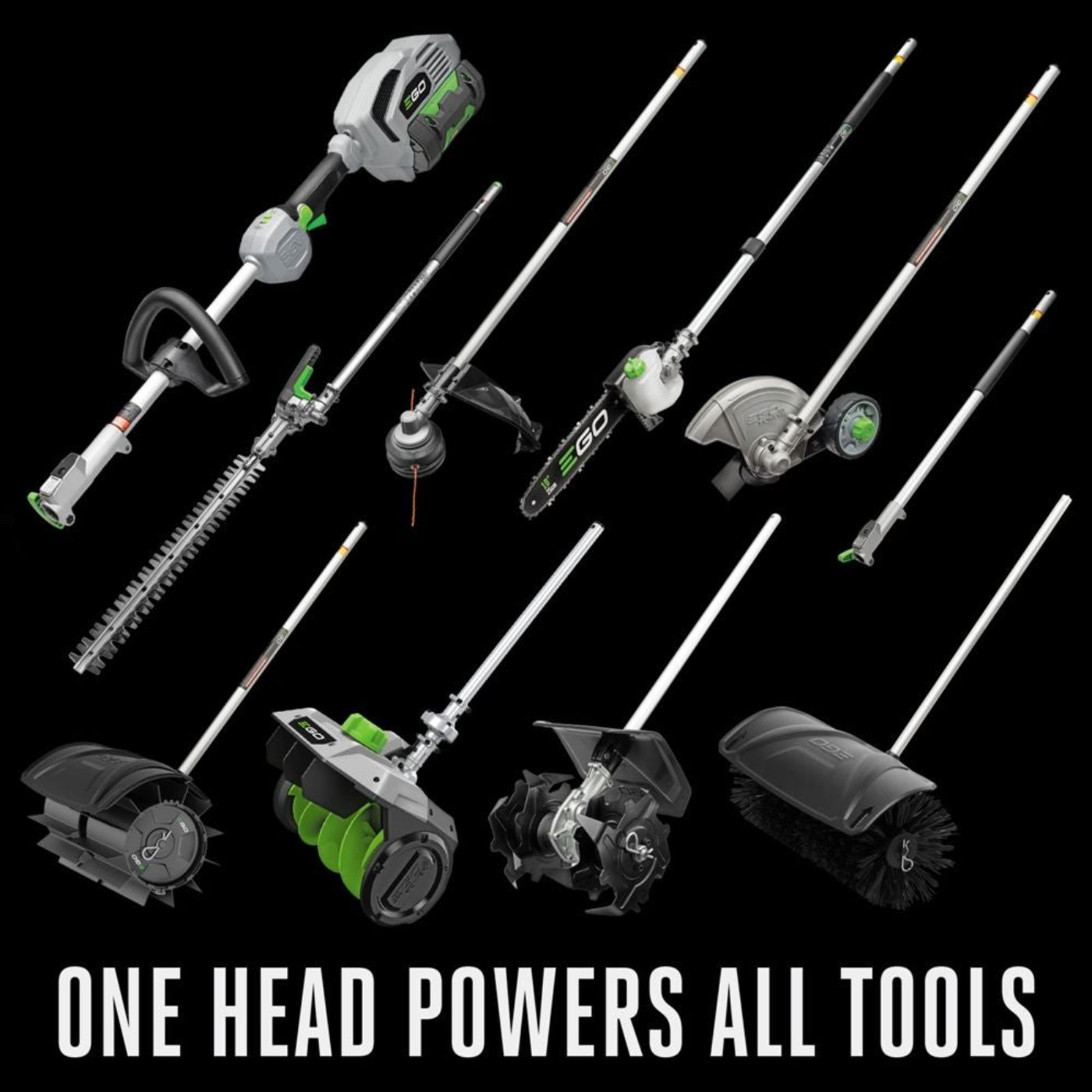 EGO Power+ Multi-Head Combo Kit; 16” Carbon Fiber String Trimmer with POWERLOAD  Carbon Fiber Edger, and 56V Power Head with 4.0Ah Battery and 320W Charger - MHC1603