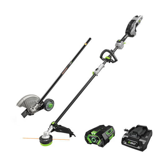 EGO Power+ Multi-Head Combo Kit; 16” Carbon Fiber String Trimmer with POWERLOAD  Carbon Fiber Edger, and 56V Power Head with 4.0Ah Battery and 320W Charger - MHC1603