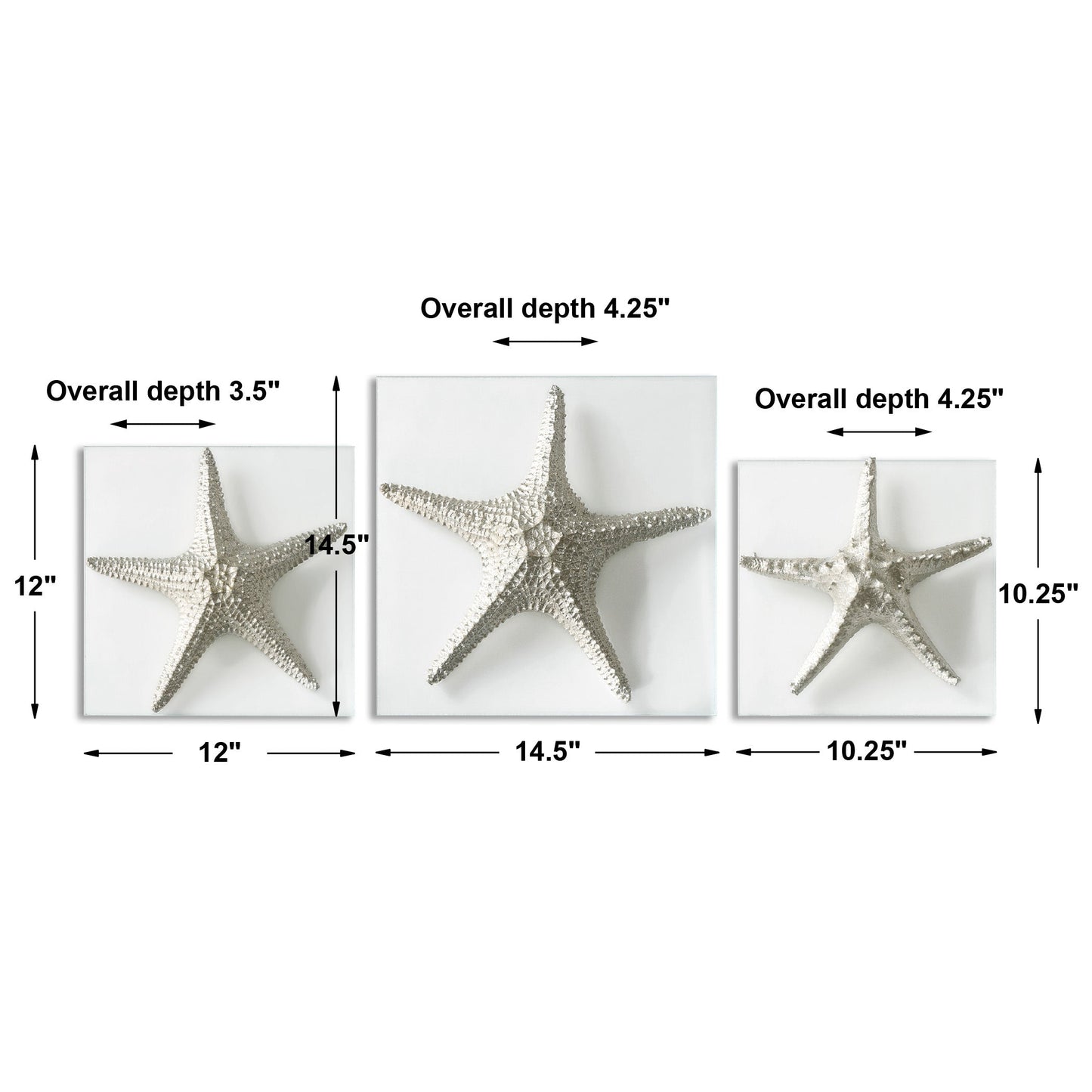 Uttermost Silver Starfish Wall Art, S/3 01129 - 01129