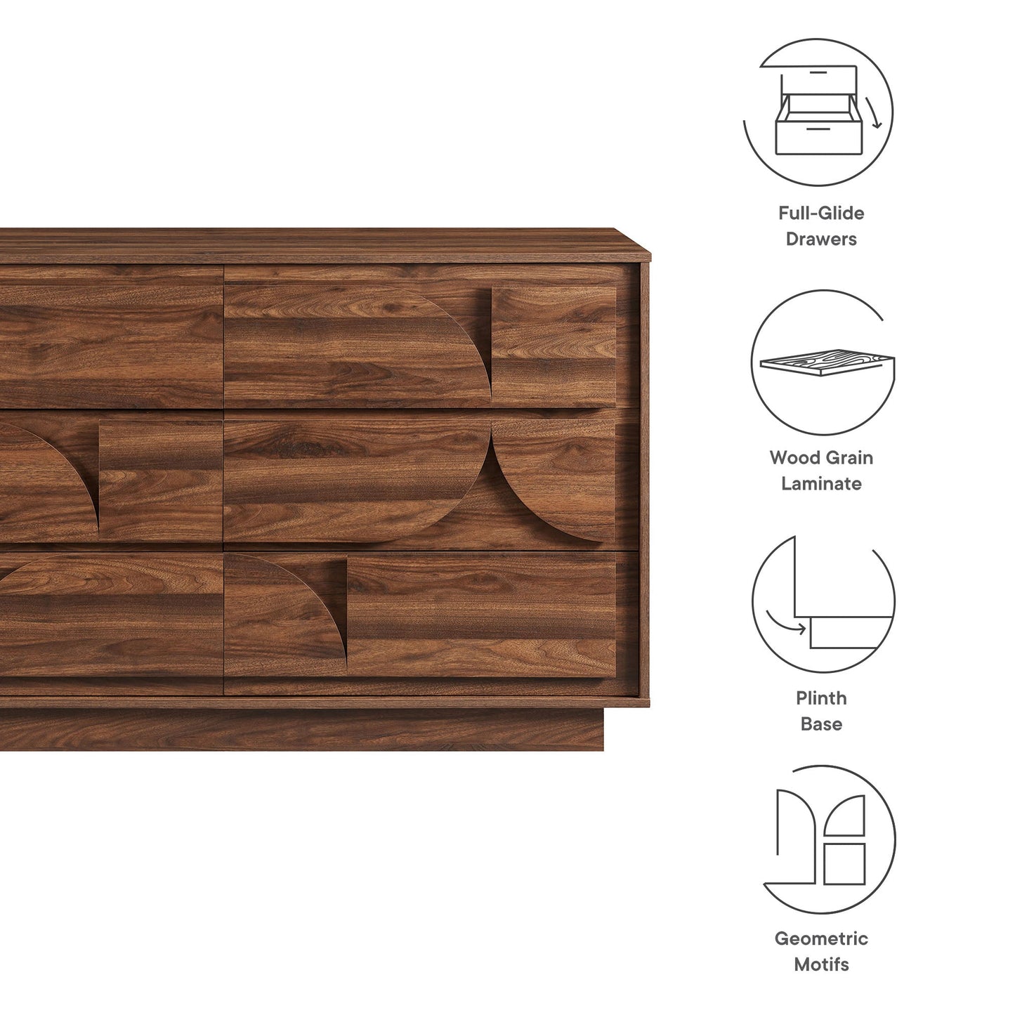 Modway Furniture 6-Drawer Dresser - MOD-7163-WAL