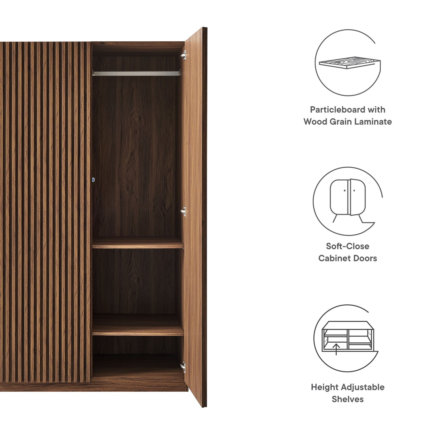 Modway Furniture Render 2-Door Wardrobe Closet - MOD-7182-WAL