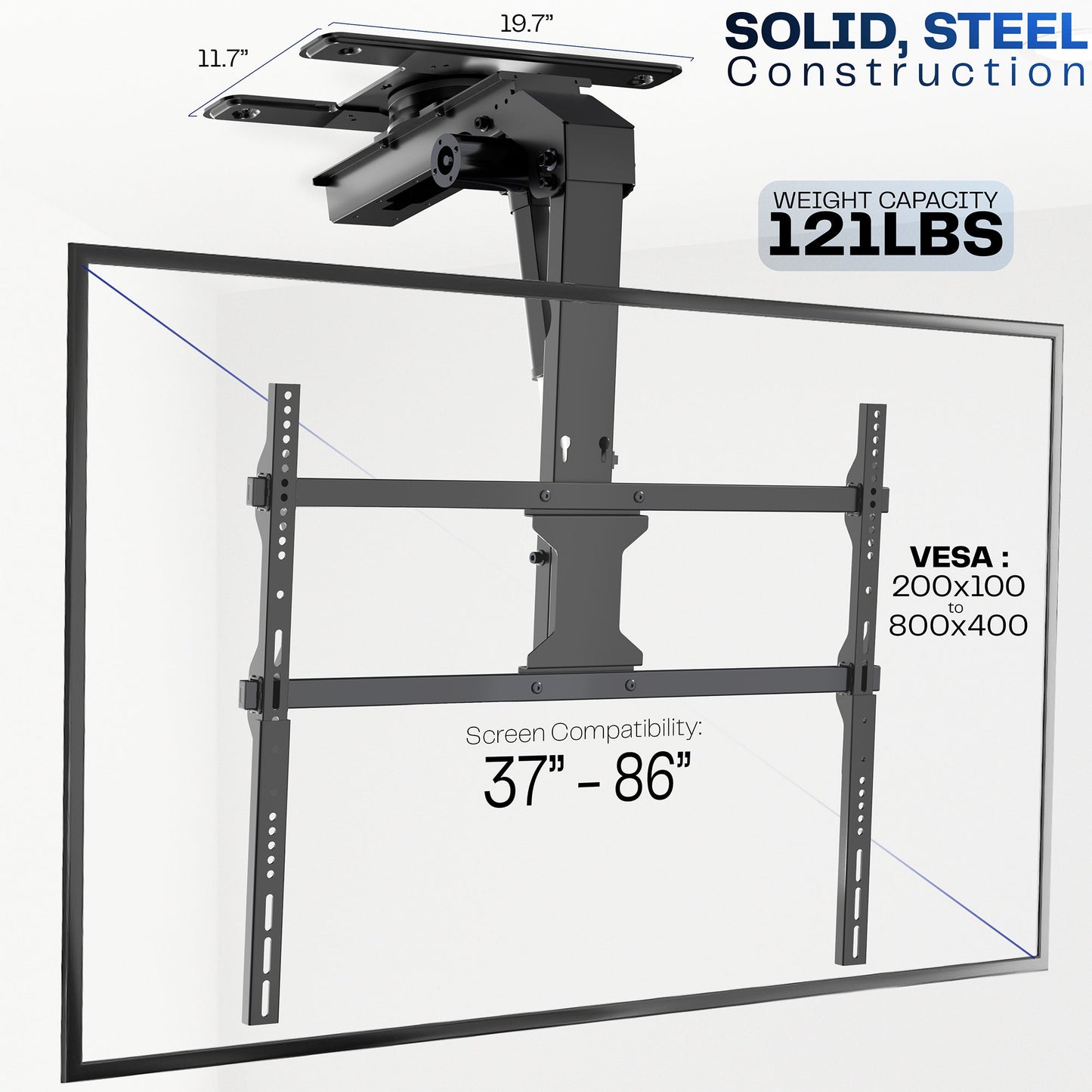 VIVO Electric Flip Down / Swivel Ceiling TV Mount - 37” to 86” Screens - MOUNT-E-FD85S