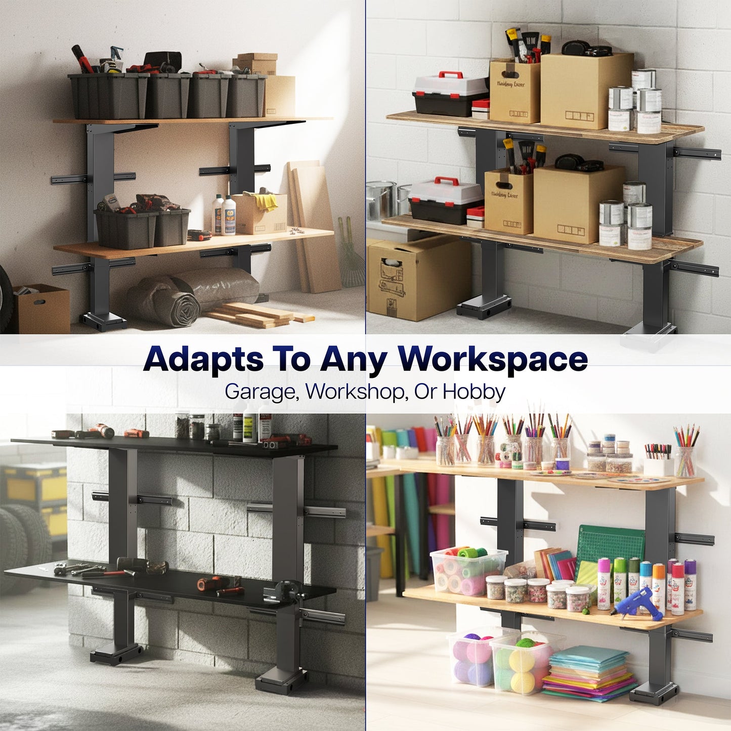 VIVO 60" x 24" Electric Height Adjustable Dual Shelf Workbench - MOUNT-KIT-GS2-60B