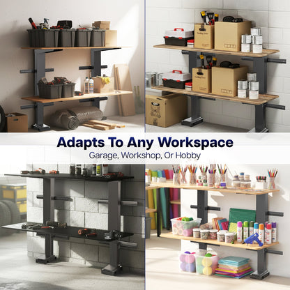 VIVO 60" x 24" Electric Height Adjustable Dual Shelf Workbench - MOUNT-KIT-GS2-60B