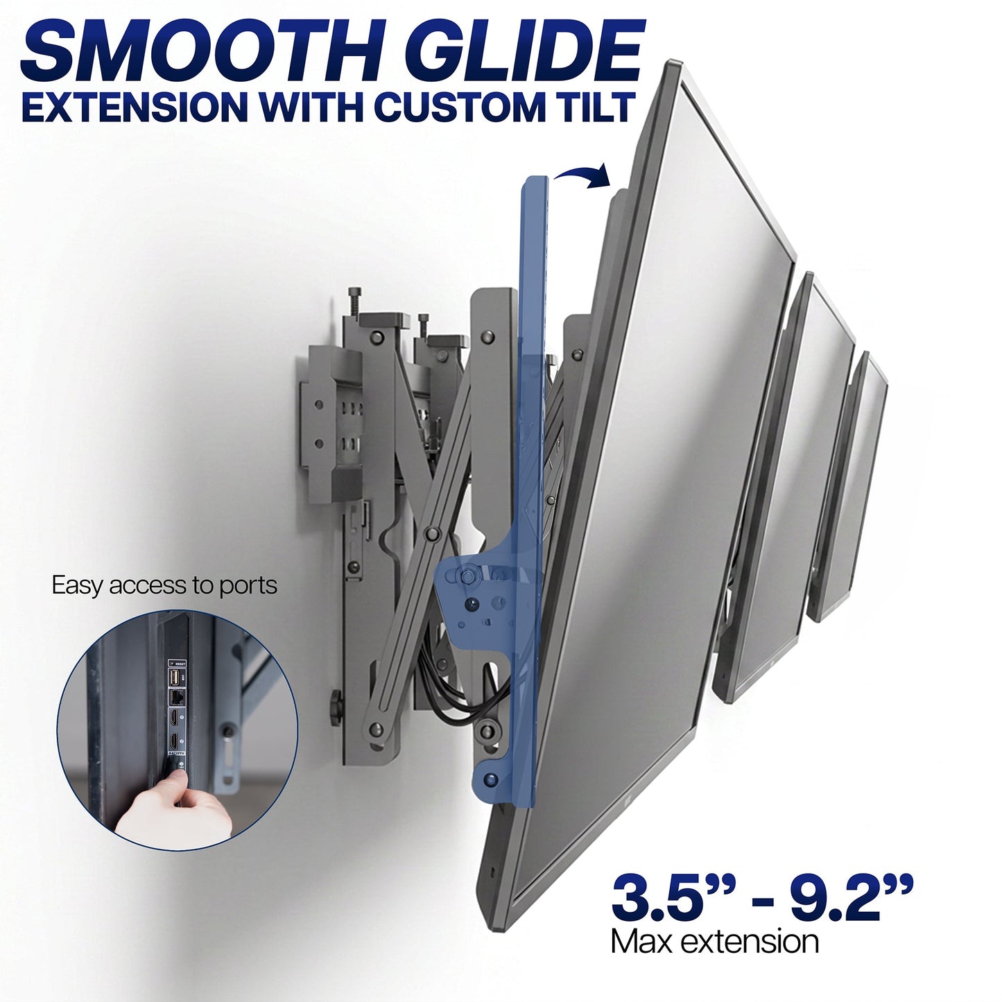 VIVO Pop-Out TV Tilting 1x3 Video Wall Mounts - 37” to 65” Screens - MOUNT-VW65-3T