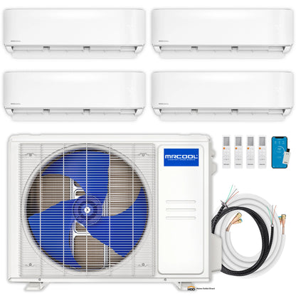 MRCOOL DIY 5th Gen Mini Split - 4-Zone 36,000 BTU Ductless Air Conditioner and Heat Pump Condenser with 12K + 9K + 9K + 9K Wall Mount Air Handlers - DIY5-4Z-36HP-12K9K9K9K