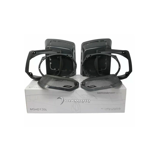 Diamond Audio 1998-2013 Harley Davidson Cut In Speaker Lid Kit with  HXM69F4BK (4Ω) - MSHXM69F4BKLK13