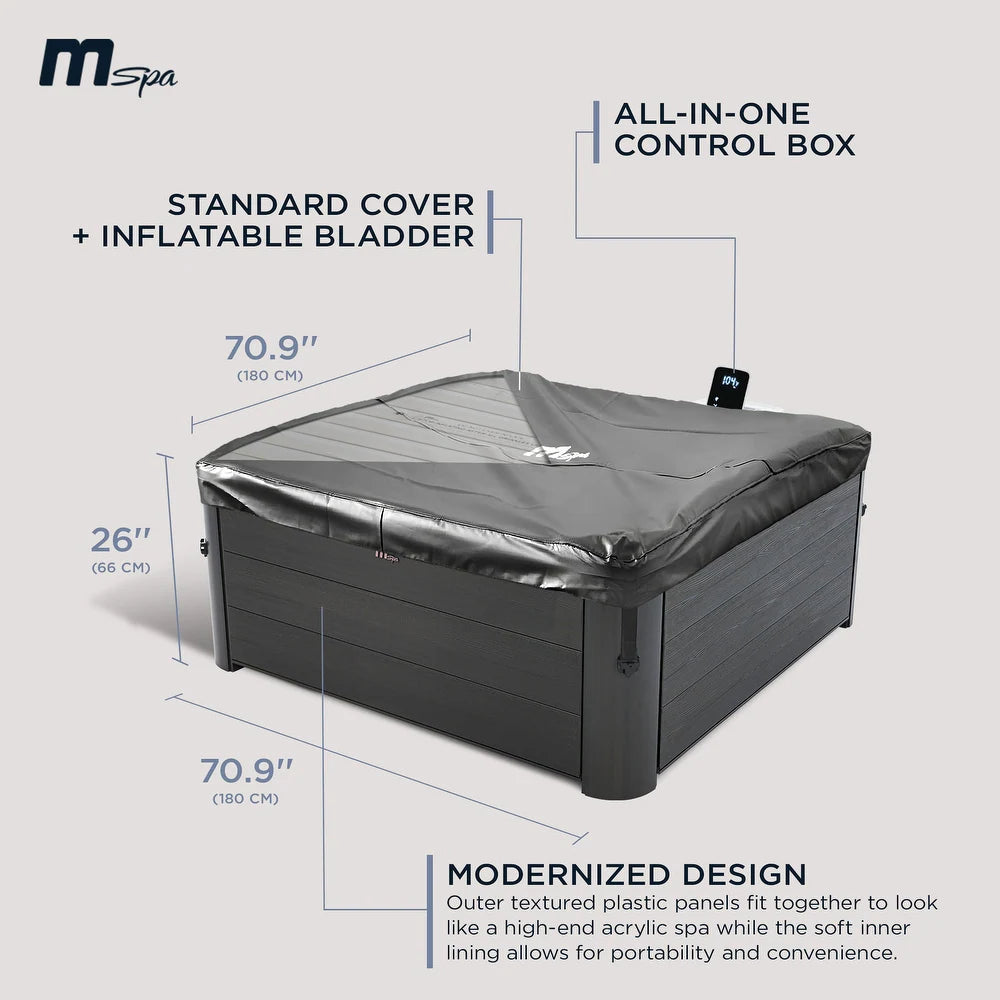 MSpa Square Bubble Spa w/Hard Exterior, Soft Lining Interior, & Hydro Jets, Oslo - 277