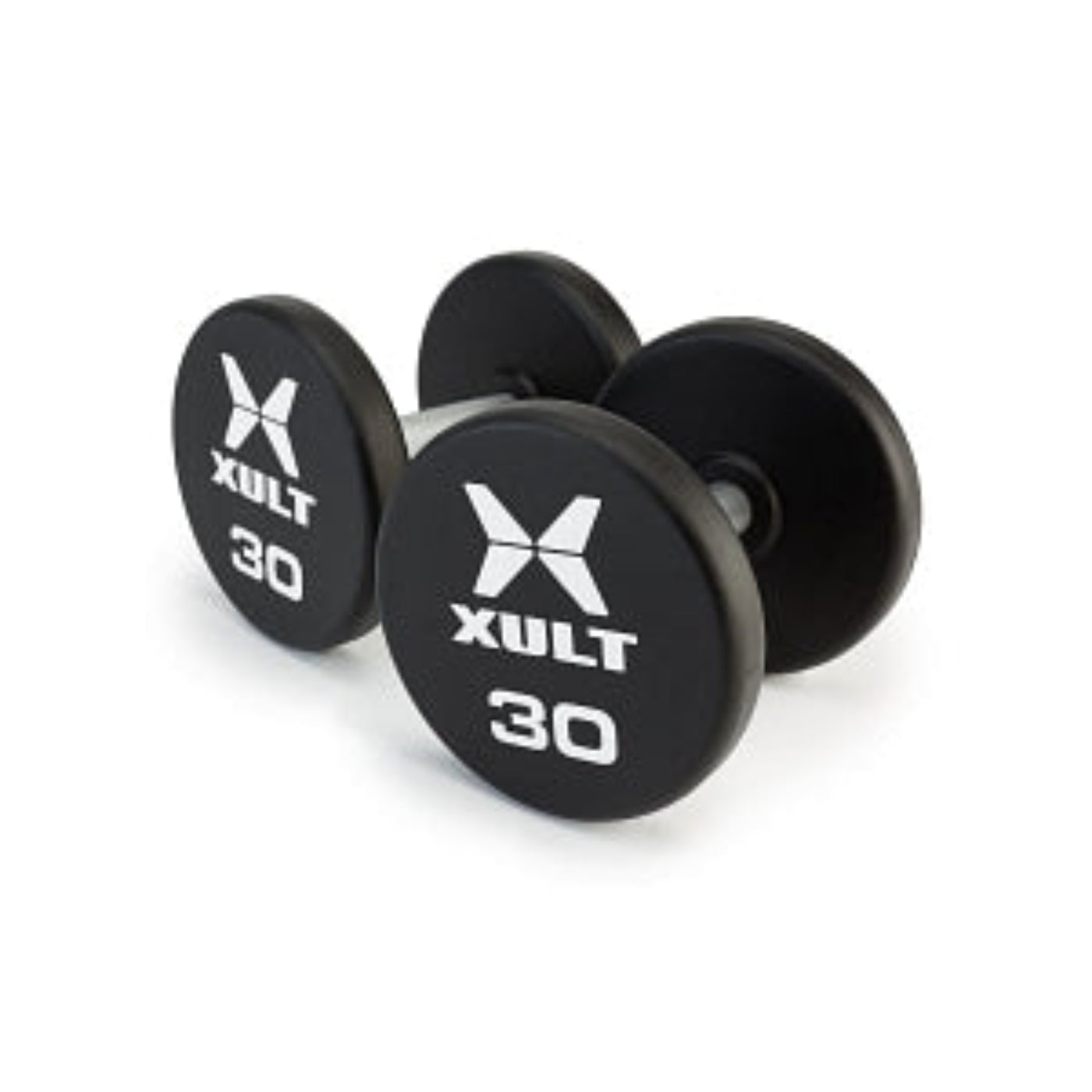 Johnson Health Tech XULT Urethane Round Dumbbells - XULT Urethane Round Dumbbell Pair, Black Plus, 190 lb. - XT-190URE-RND-P