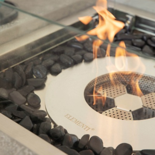 Manhattan Ethanol Fire Table closeup on flame Gray