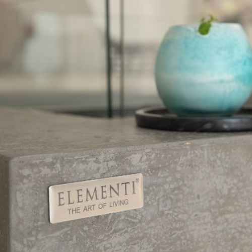 Manhattan Gray Ethanol Fire Table closeup on corner