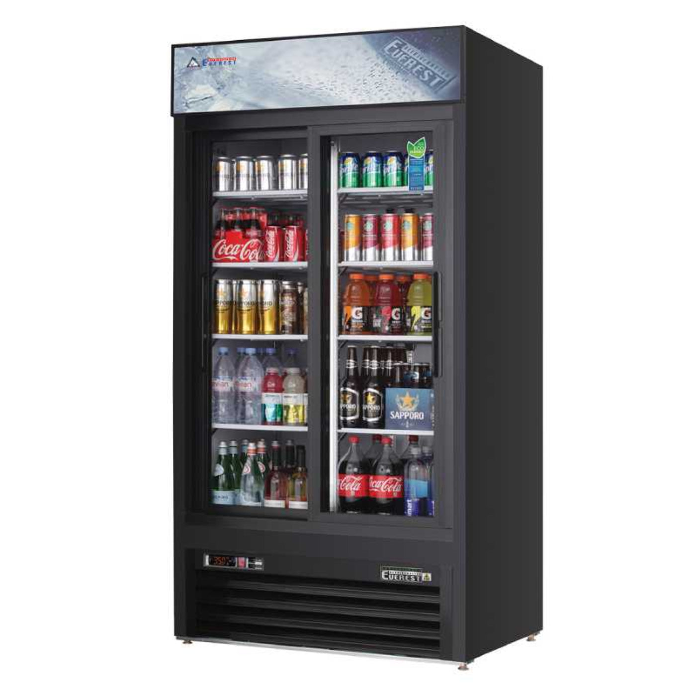 Everest - EMGR33B, Commercial 39" 2 Sliding Glass Door Merchandiser Refrigerator 33 cu.ft. - EMGR33B