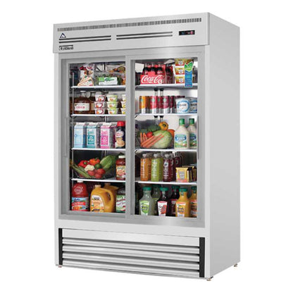 Everest - EMGR48-SS, Commercial 53" 2 Sliding Glass Door Merchandiser Refrigerator 48 cu.ft. - EMGR48-SS