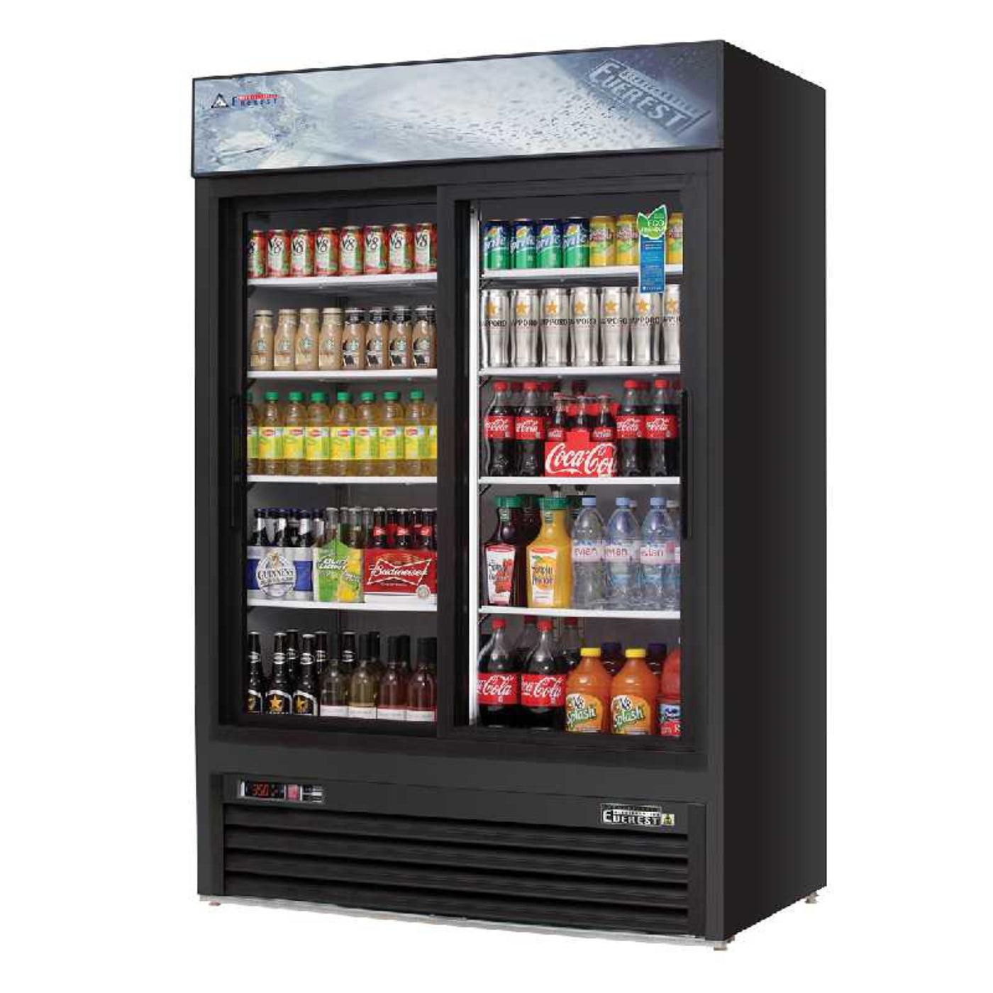 Everest - EMGR48B, Commercial 53" 2 Sliding Glass Door Merchandiser Refrigerator 48 cu.ft. - EMGR48B
