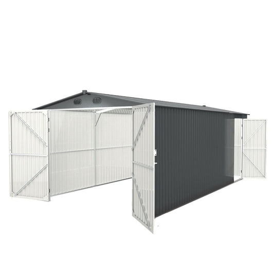 Chery Industrial [CLEARANCE] 10'x20' Metal Garage Shed with Double Front Doors - C_DOUMS1020DG01