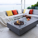 Metropolis Light Gray Fire Table with Flame Windguard Sofas Sea