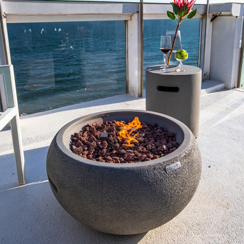 Modeno Newbridge Fire Bowl Closeup with Flame