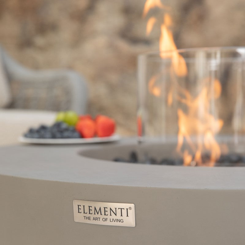 Modeno Roca Ethanol Fire Table with Flame Closeup
