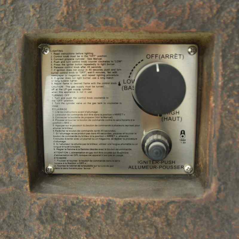 Modeno Basalt Column Fire Pit Ignition switch