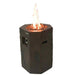 Modeno Basalt Column Fire Pit Side Angle with Flame Silo