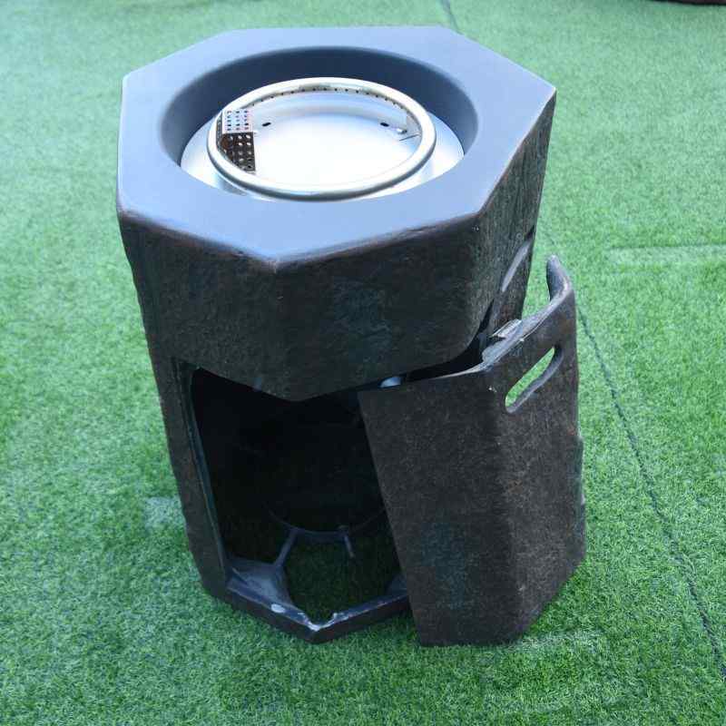 Modeno Basalt Column Fire Pit burner and Internal View