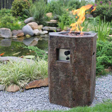 Modeno Basalt Column Fire Pit Near fishpond
