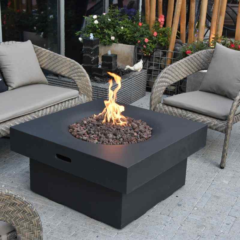 Modeno Branford Fire Table Dark gray with Flame backyard