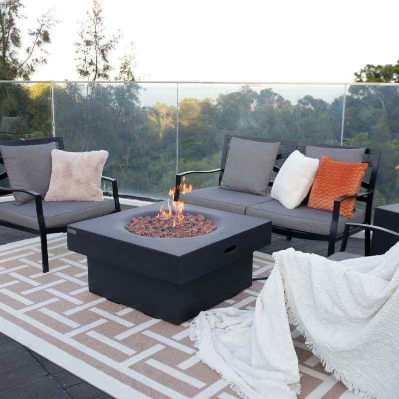 Modeno Branford Fire Table with flame balcony set up