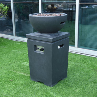 Modeno Exeter Fire Pit Side angle No flame backyard with grass