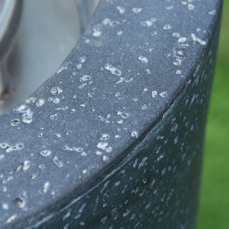 Modeno Lava Tube Fire Pit detailed look top view edge textured material