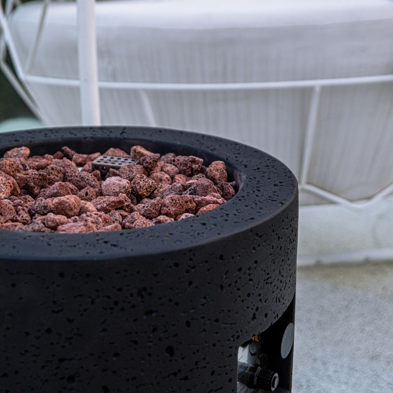 Modeno Lava Tube Fire Pit With Lava Rocks close up look