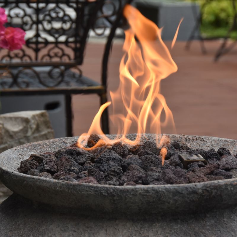 Modeno Pompeii Fire Pit with Flame close Up look Outdoor