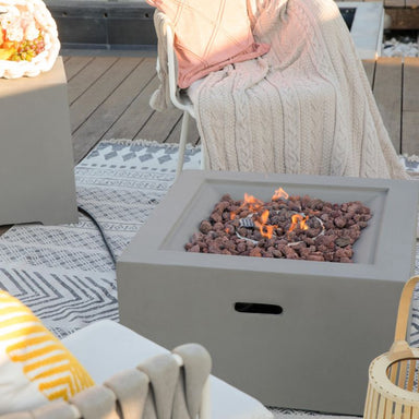 Modeno Ridgefield Fire Pit Angle with flame backyard heating