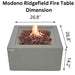 Modeno Ridgefield Fire table Dimension