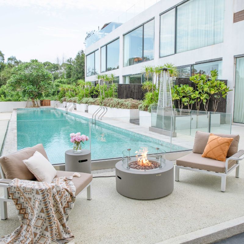 Modeno Tramore Fire Table with windscreen Outdoor Poolside