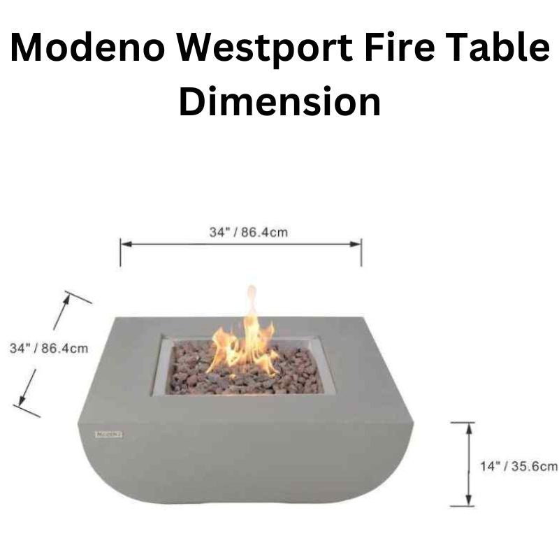 Modeno Westport Fire Table Dimension