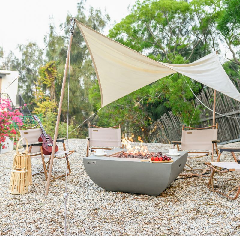 Modeno Westport Fire Table backyard set up