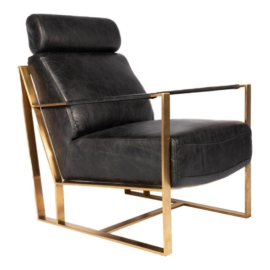 Moe's Home Collection Paradiso Chair Onyx Black Leather - PK-1083-02