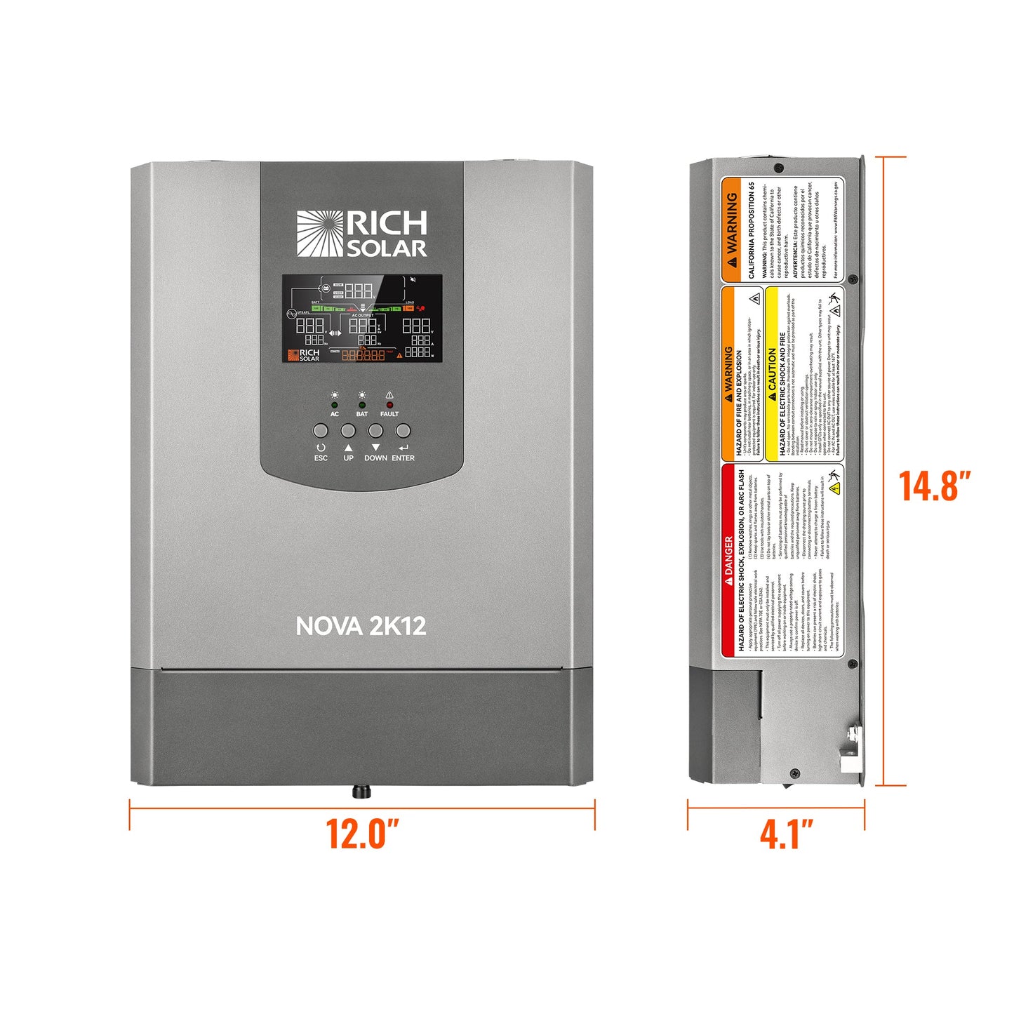 Rich Solar 2K12 | 2000W 12V Pure Sine Wave Inverter with Built-in Transfer Switch | UL458 Certified for RVs, Campers, Trailers, Vans - RS-V2P12TS
