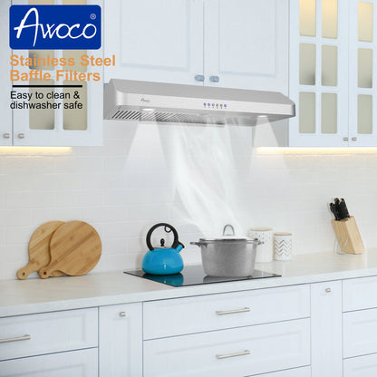 AWOCO RH-R06 under cabinet range hood - Rectangle Rear Vent - 900 CFM - RH-R06-30-COLD