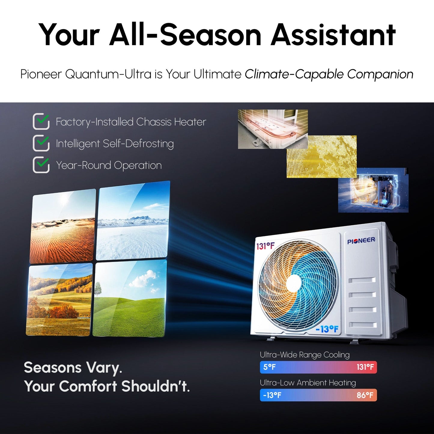 Pioneer Quantum Ultra 12,000 BTU 24 SEER2 230V High-Wall Ductless Energy-Star Mini-Split Air Conditioner Inverter Heat Pump Full Set - WYT012GLSI24RL-10S