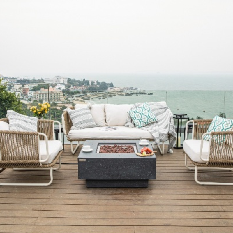 Manhattan Fire Table on deck with sea view